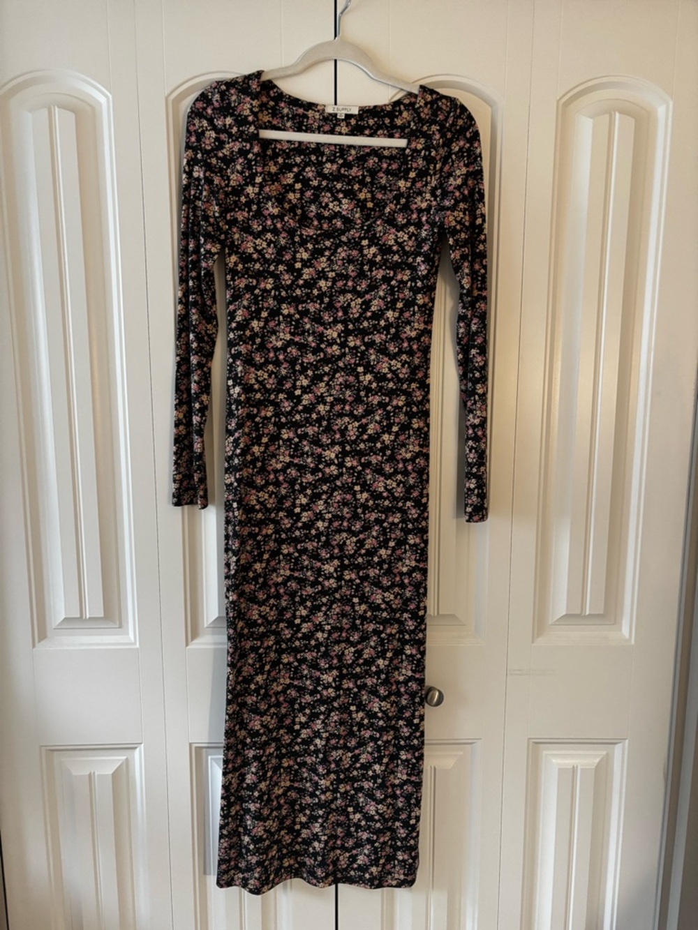 Z Supply Black Long-Sleeve Floral Dress
